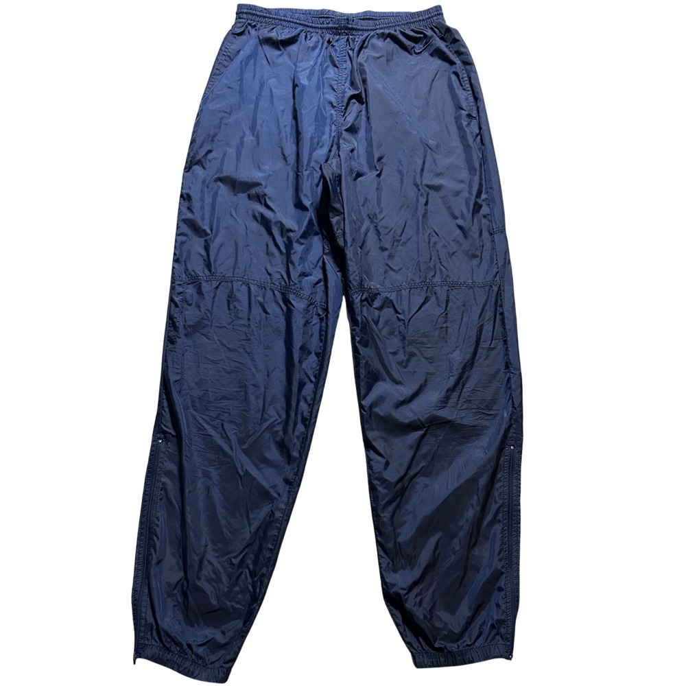 VTG Nike Track Pants Mens L Navy Blue Vintage Nylon Zipper Cuff Swoosh Logo